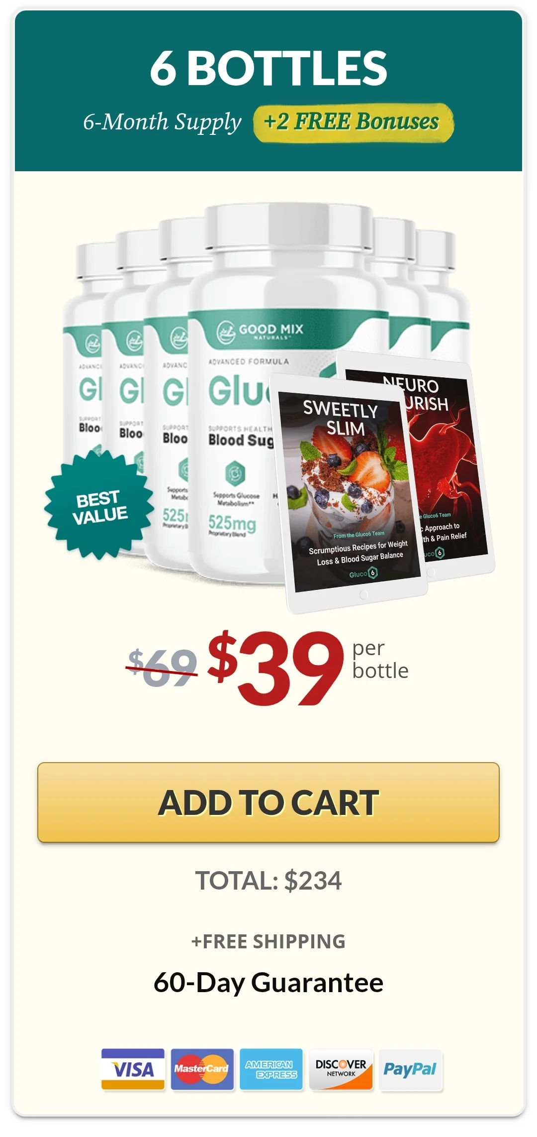 GlucoFlux™ 6 bottles pricing